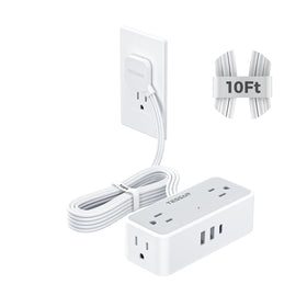 TESSAN flat-plug extension 10ft reduces cord clutter by hugging walls