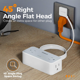 TESSAN flat plug extension anti-slip feet stabilize on surfaces.