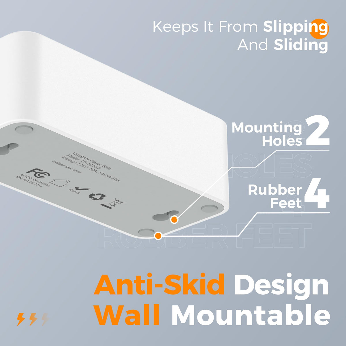 TESSAN flat plug extension compact dimensions fit slim spaces.