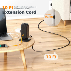 TESSAN flat right-angle plug and slim cord for hidden routing
