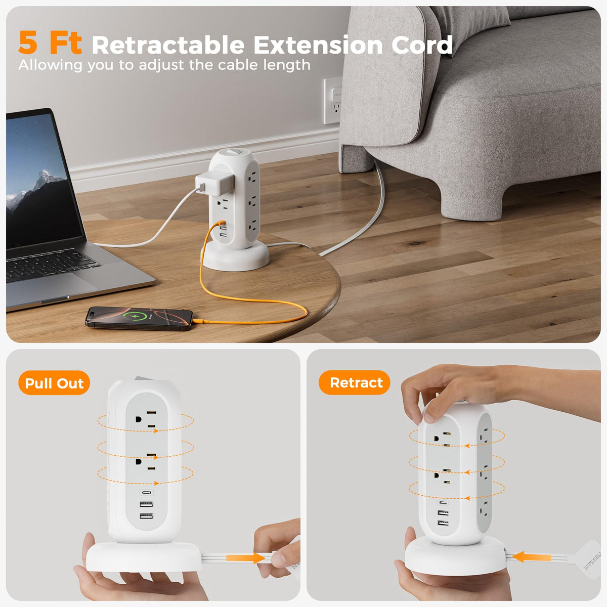 TESSAN slim flat plug and side profile delivering space saving placement benefit