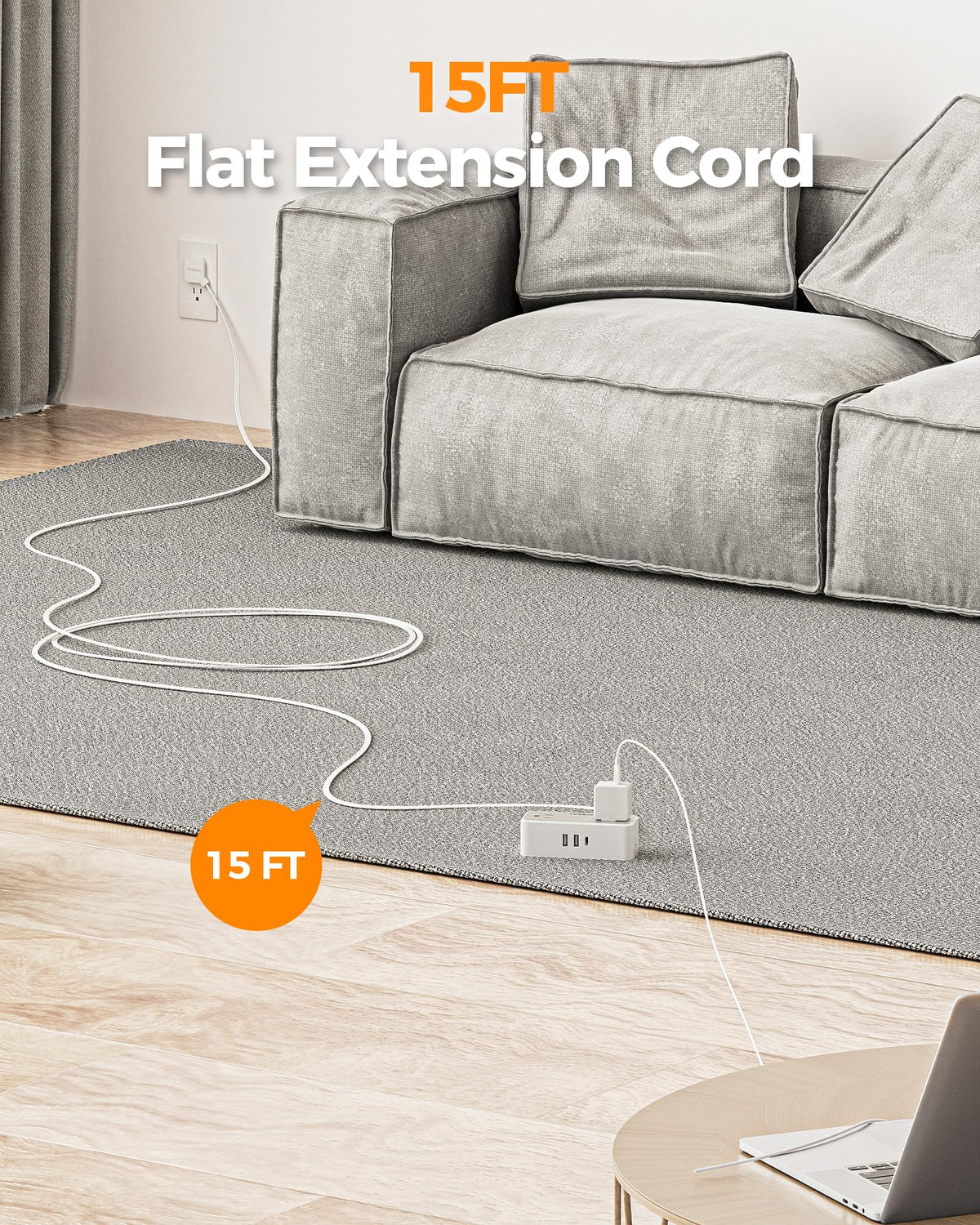 TESSAN flat plug mounted on wall demonstrating flush installation and space saving benefit