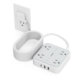 TESSAN front view of power strip showing outlets and USB ports for versatile charging