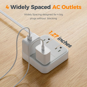 TESSAN flat wall plug design at 45 degrees saves wall space