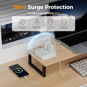 TESSAN four-outlet power strip ideal for desks, dorms, and home offices