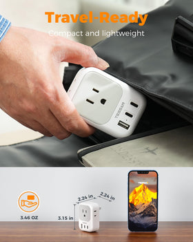 TESSAN four-sided design prevents blocking large plugs.