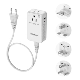 TESSAN front view showing AC outlets and USB ports for versatile charging