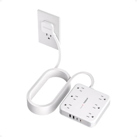 TESSAN front view of power strip showing outlets and USB ports for versatile charging
