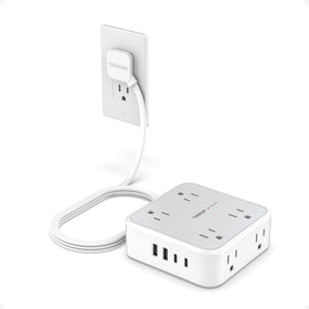 TESSAN front view showing all eight outlets and four USB ports for convenient charging