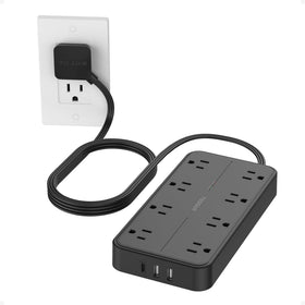 TESSAN front view showing eight outlets and three USB ports for organized charging