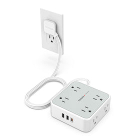 TESSAN front view showing eight outlets and three USB ports for organized charging