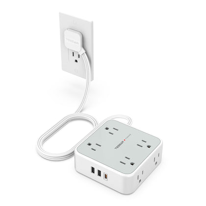 TESSAN front view showing eight outlets and three USB ports for organized charging