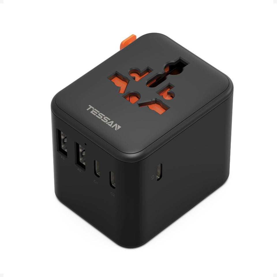TESSAN front view showing all ports and compact design for easy charging