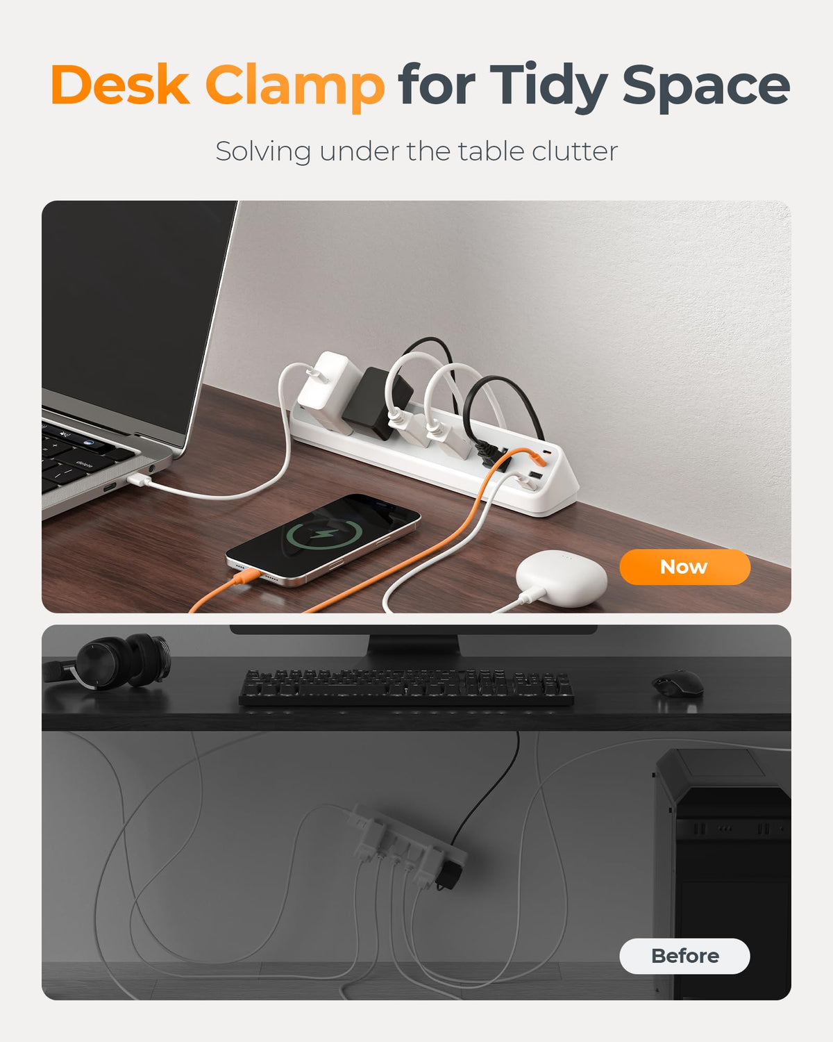 TESSAN grey desk mount for a clean home office