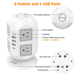 TESSAN in use on desk charging multiple devices and decluttering workspace