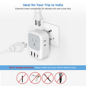 TESSAN India adapter in dorm or hotel setting for convenient charging