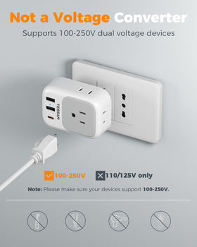TESSAN Italy travel plug adapter compact size fits easily in luggage