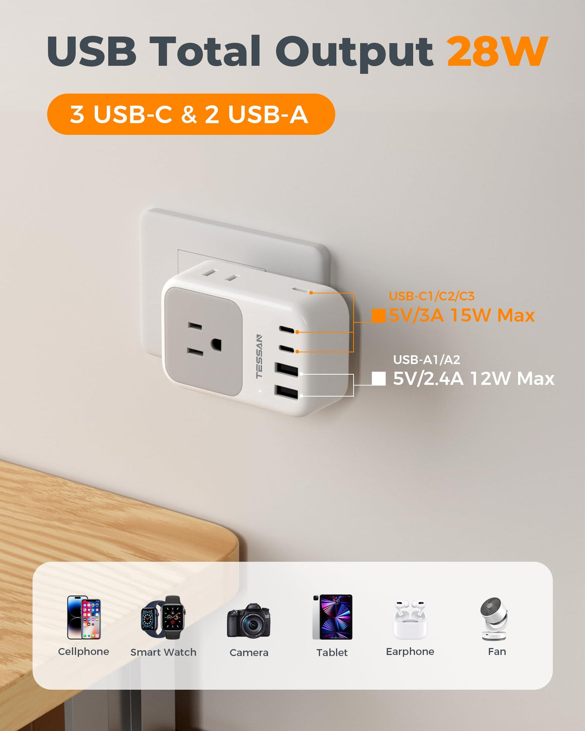 TESSAN compact size fits easily in luggage for travel