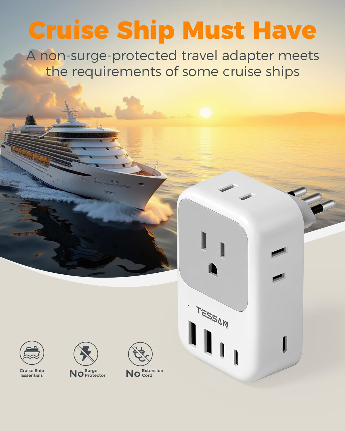 TESSAN cruise-ready adapter powers devices on board