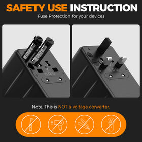 TESSAN label and safety markings showing double fuse protection for device safety