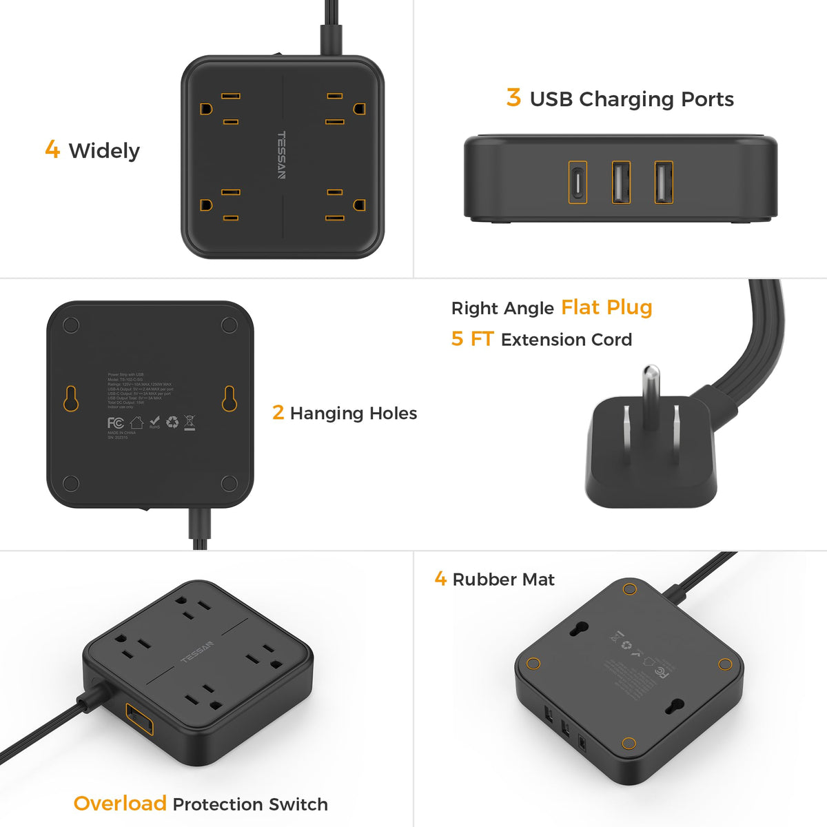 TESSAN lifestyle scene on desk charging laptop phone and accessories neatly