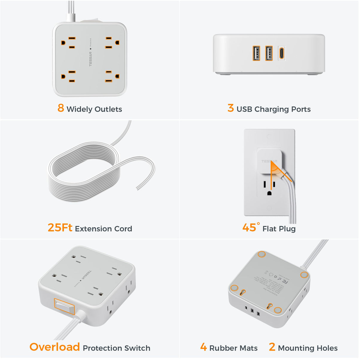 TESSAN in a desk lifestyle setup providing organized power for multiple devices