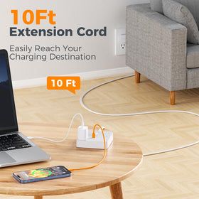 TESSAN lifestyle desk setup with laptop and phone plugged in for organized workspace