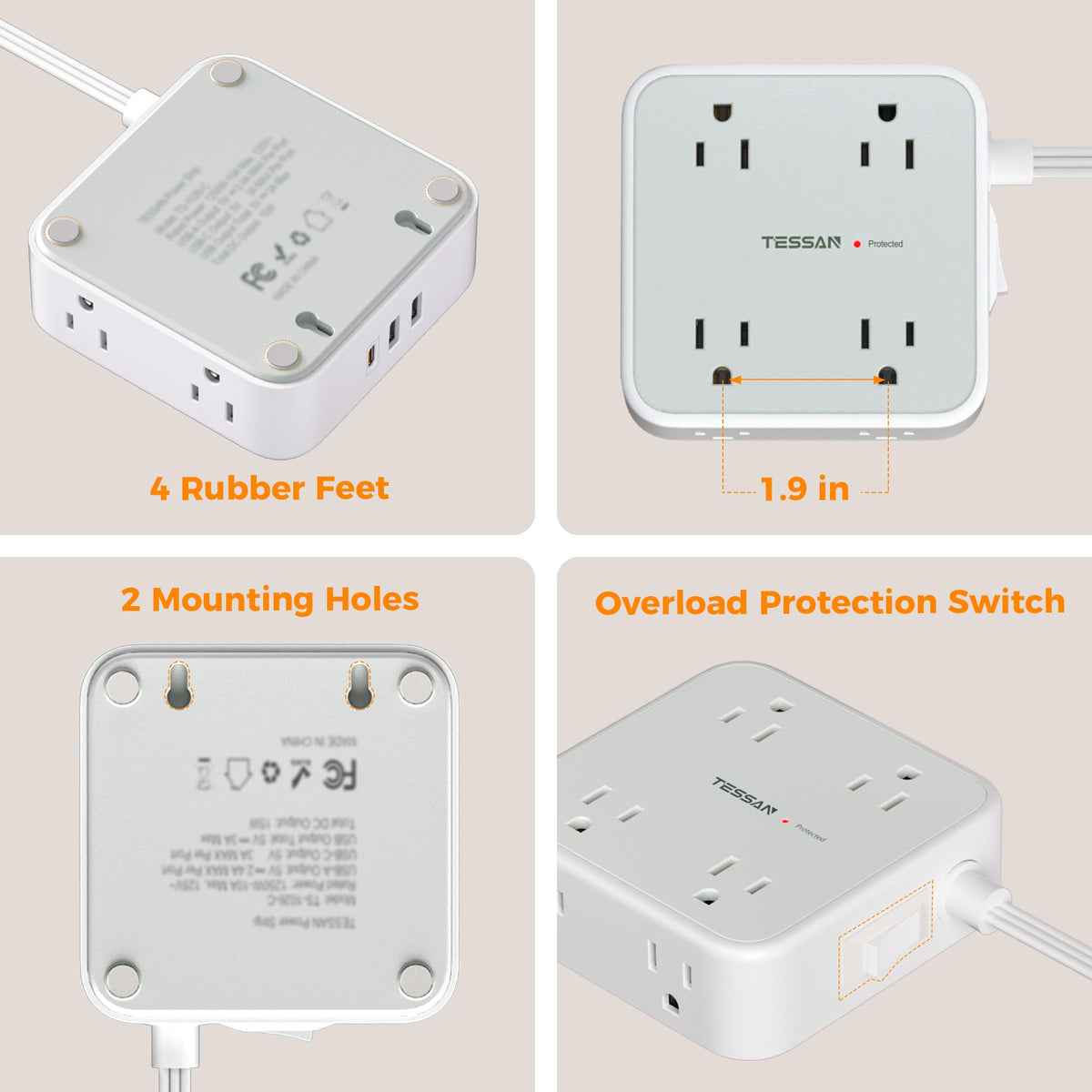 TESSAN in living room powering TV and accessories to reduce outlet clutter