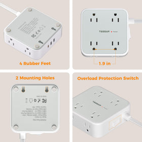TESSAN in living room powering TV and accessories to reduce outlet clutter