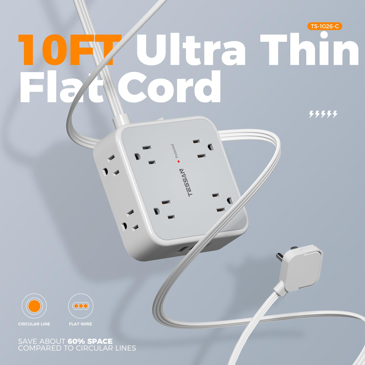 TESSAN mounted under a desk to save space and keep cables tidy
