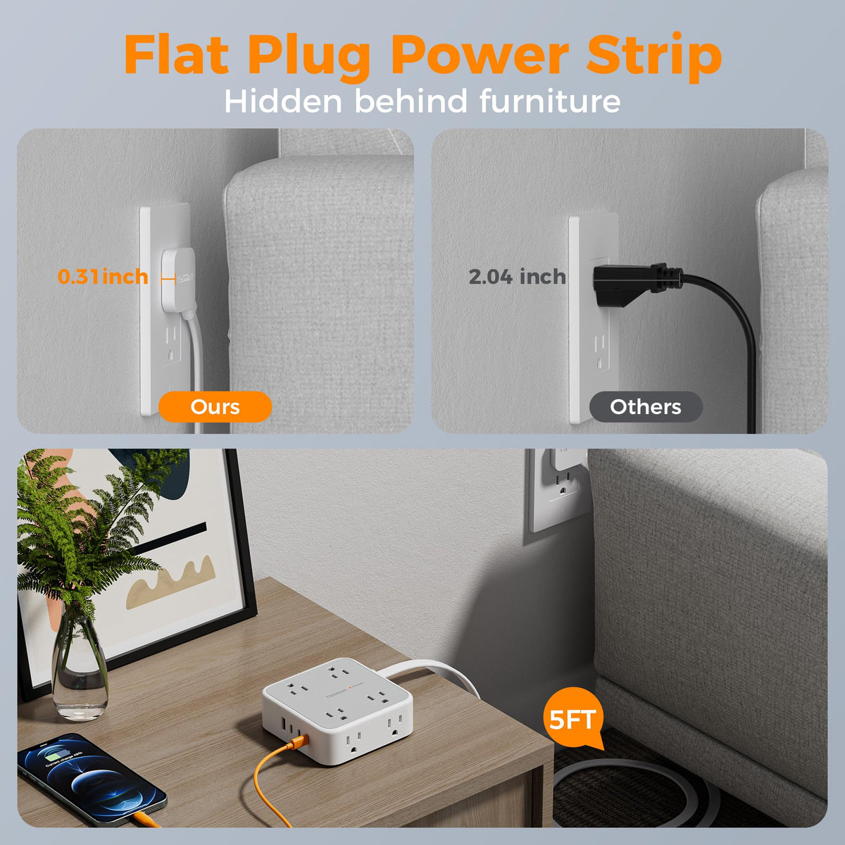 TESSAN mounted under desk installed cleanly to save floor and desk space