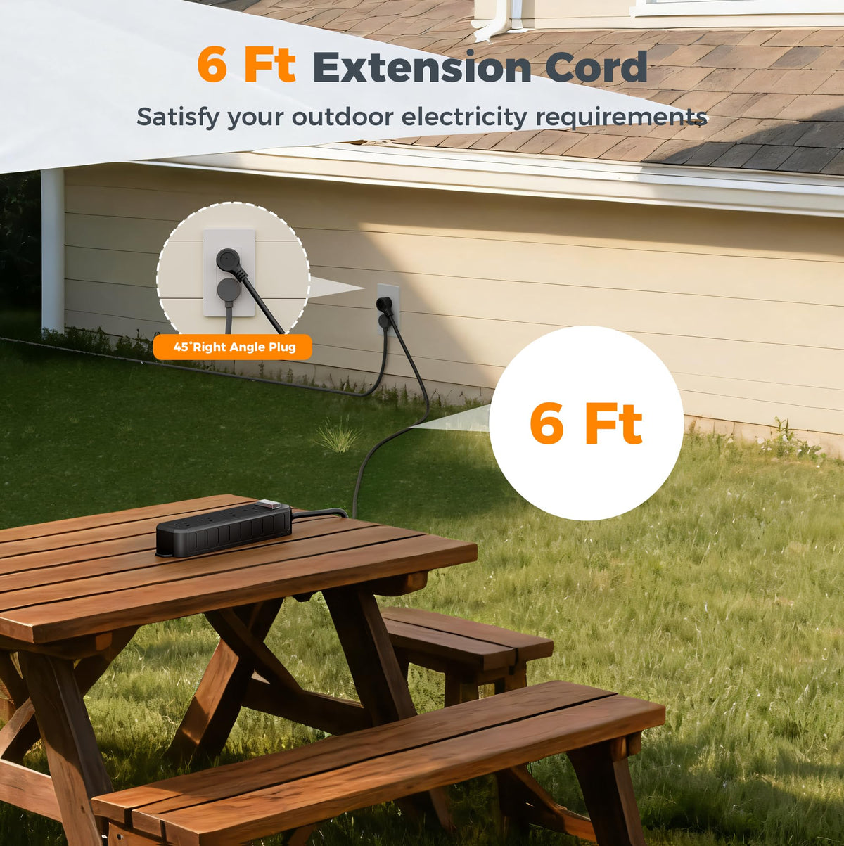 TESSAN wall mountable power strip for neat outdoor setup