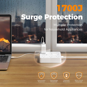TESSAN power strip hosting multiple bulky plugs demonstrating wide outlet spacing benefit