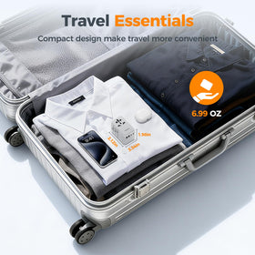 TESSAN adapter inside a carry‑on with clothes proving travel‑ready convenience