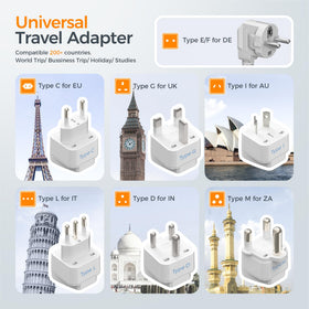 TESSAN assortment of international plug modules arranged to show global compatibility