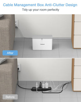 TESSAN Power Strip Box desk-mounted demonstrates flexible placement.