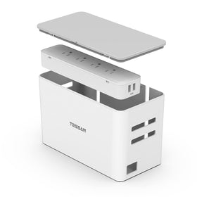 TESSAN Power Strip Box front view keeps cords neat and accessible.
