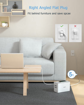TESSAN box with four outlets enables easy plug access.