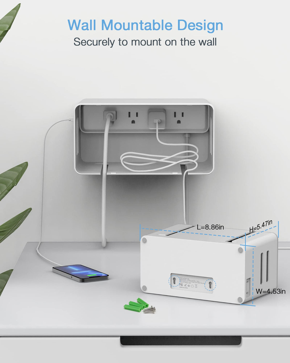 TESSAN Power Strip USB ports ready for quick desk charging.