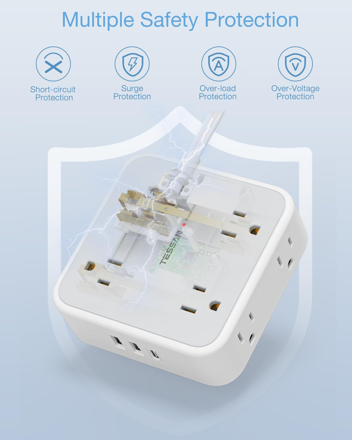 TESSAN power switch and indicator light for convenient on/off control and safety