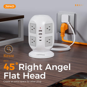 TESSAN next to a hand to show tower size and compact space-saving benefit