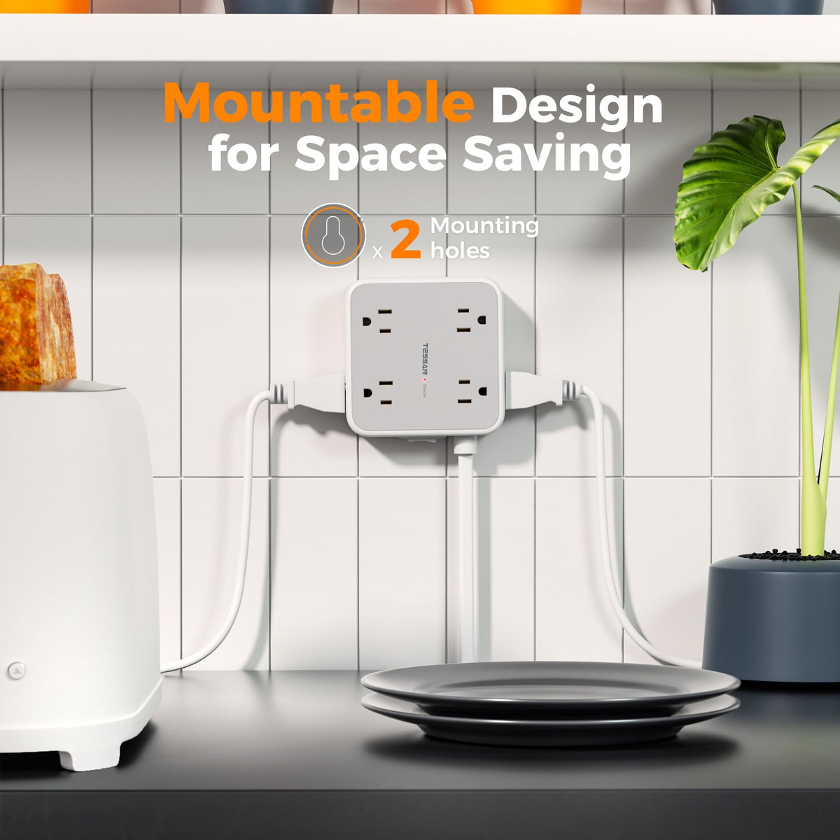 TESSAN beside smartphone to show size and 5ft cord scale for flexible placement