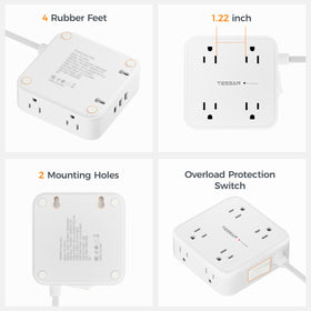 TESSAN side-by-side with ruler to show compact size and low profile cord