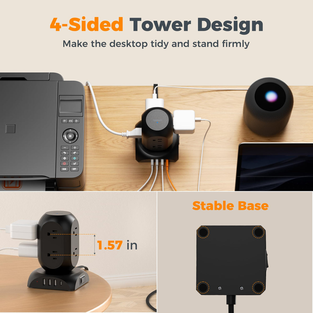 TESSAN size comparison next to smartphone to show compact footprint advantage