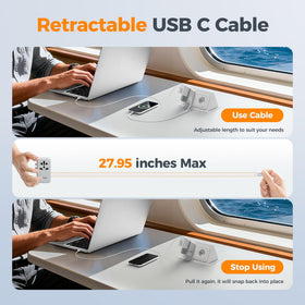TESSAN side view with Type A, C, G and I plugs extended for worldwide compatibility