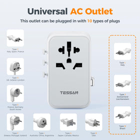 TESSAN next to a credit card to show compact size and lightweight packing benefit