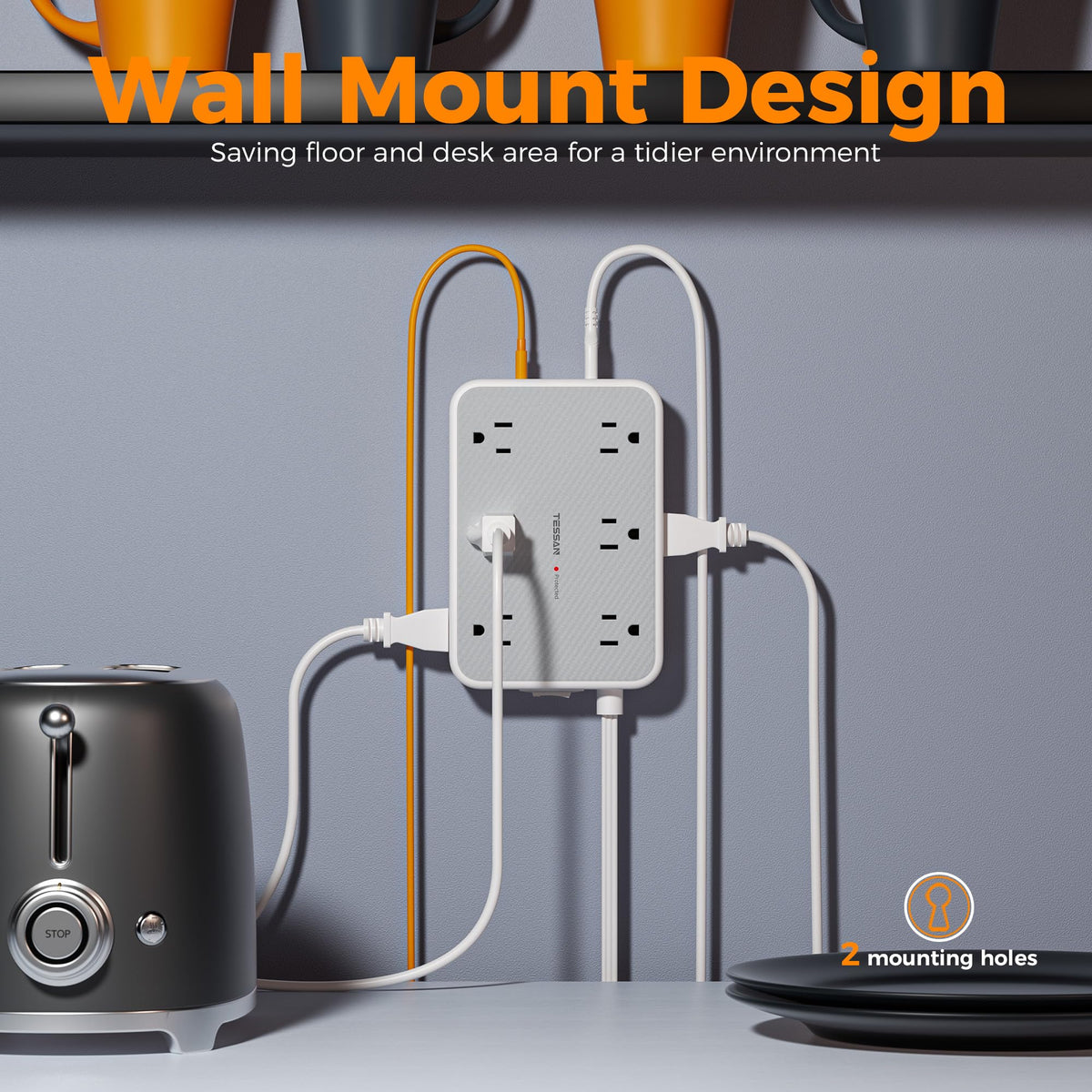TESSAN next to smartphone to show scale and compact footprint for small spaces