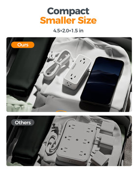 TESSAN size comparison with smartphone illustrating compact footprint and portability