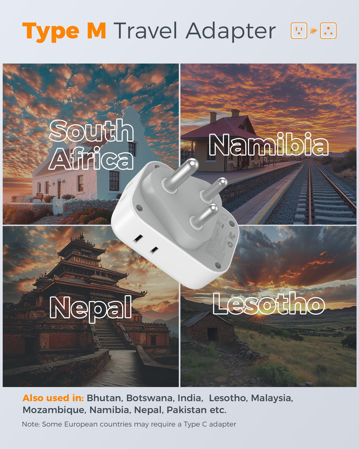 TESSAN adapter with four US outlets ready for simultaneous charging.
