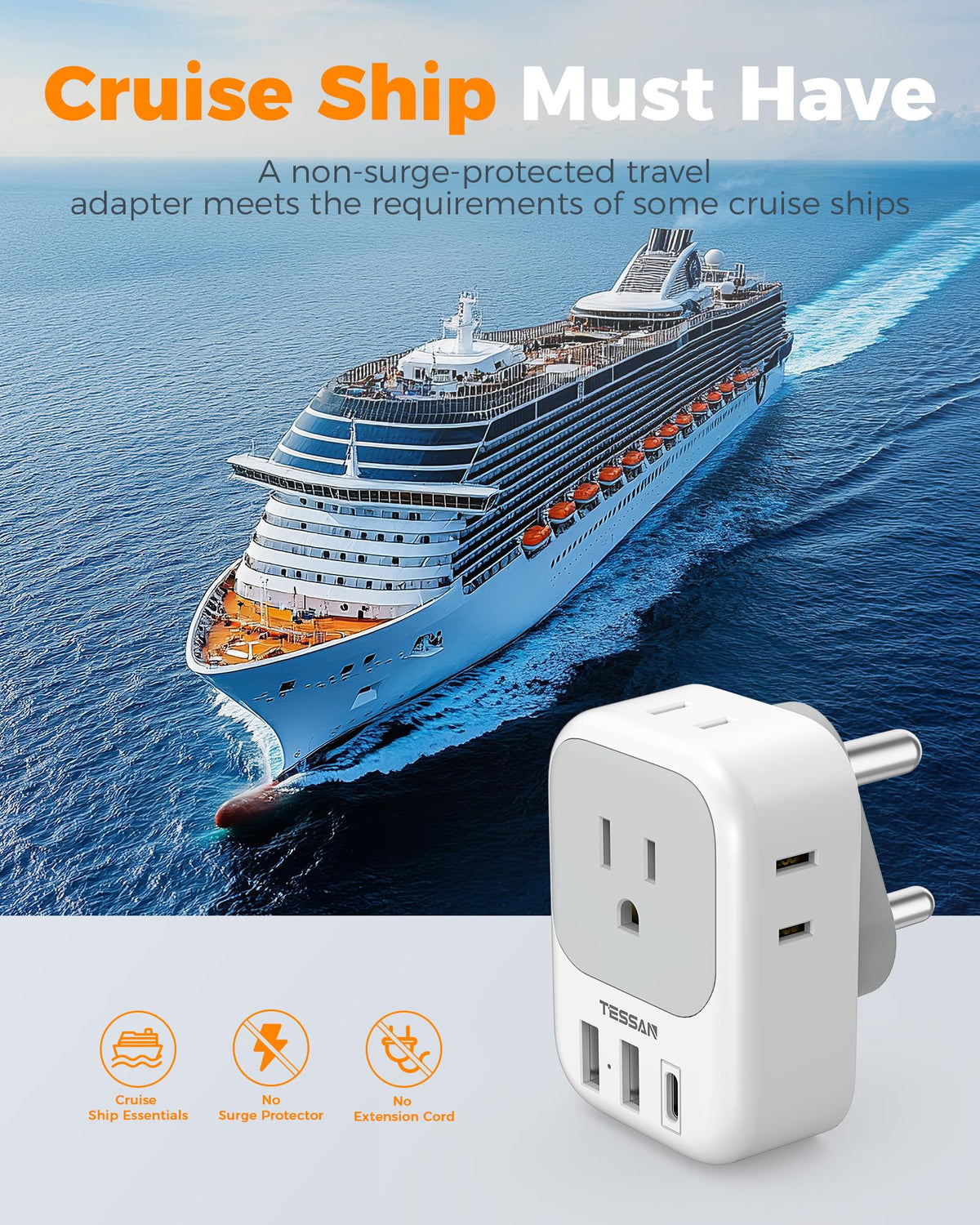 TESSAN wide-voltage note for 100–250V compatible devices.